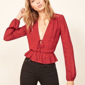 Reformation Red Polka Dot Top Size S